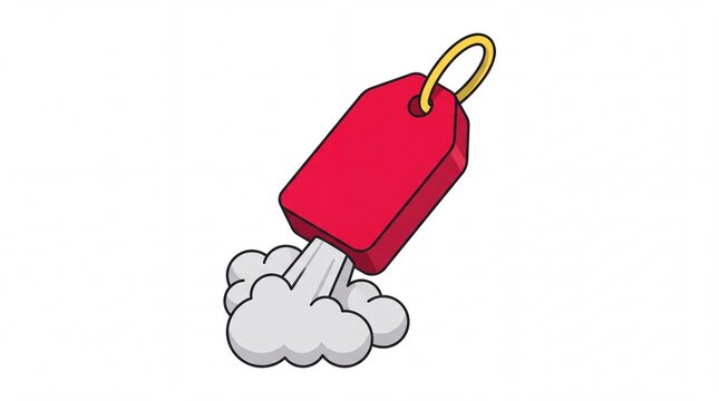 Black friday vektor red price tag rocket launch on white background