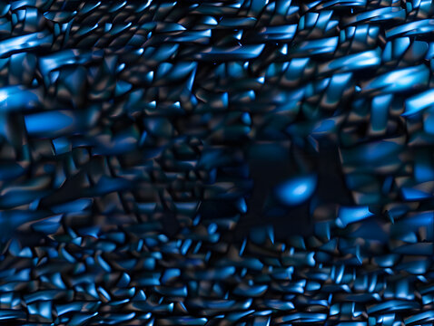 Abstract dark cyber background with dense glowing neon blue data lines and binary network grid, quantum computing, 3d render