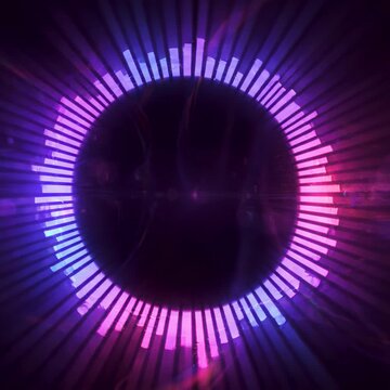 Digital equalizer forming a circle showing electronic sound waves Representing music audio data technology and rhythm.