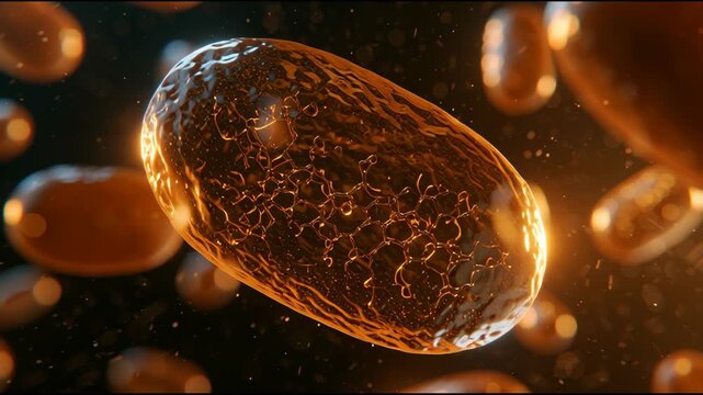 Particles move and change position in a dark background, creating an engaging display of light and texture over time.