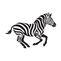 Obraz premium Zebra illustration running in minimalist black and white vector style with copy space