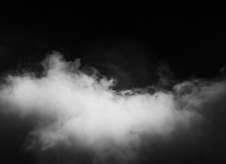 Obraz premium White smoke or fog isolated on a black background, perfect for overlay effects and design elements