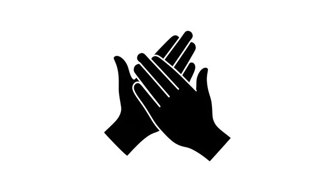 Black silhouette of clapping hands isolated on transparent background