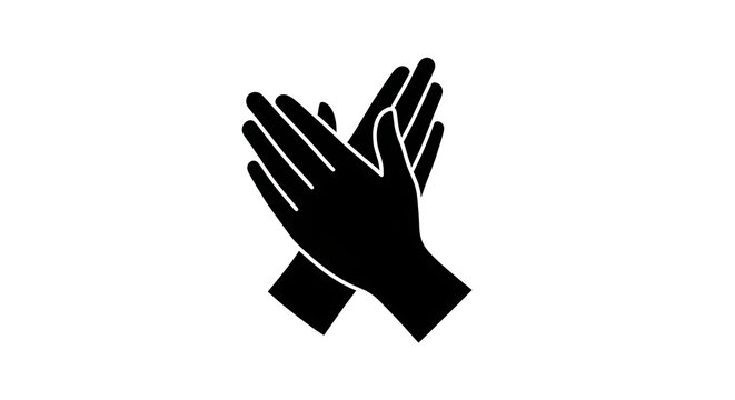 Black silhouette of clapping hands isolated on a transparent background