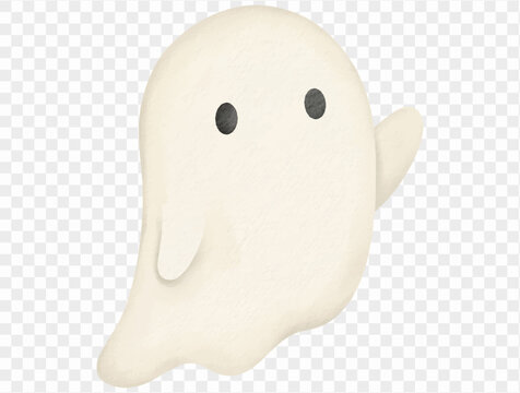 Cute ghost watercolor Halloween illustration Vector.