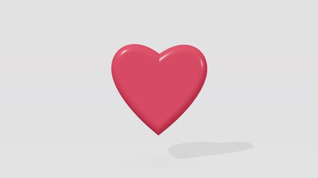 Premium 3D soft rounded heart icon with glossy material gently floating and pulsing in a minimal studio environment with soft gradient background and cinematic studio lighting.