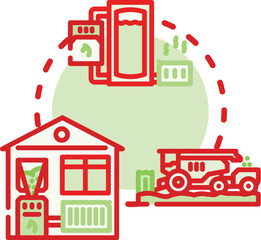 Fototapeta premium Renewable heat world diagram illustrating various eco friendly energy sources, including geothermal, wind, and biomass, for sustainable living and greenhouse gas reduction