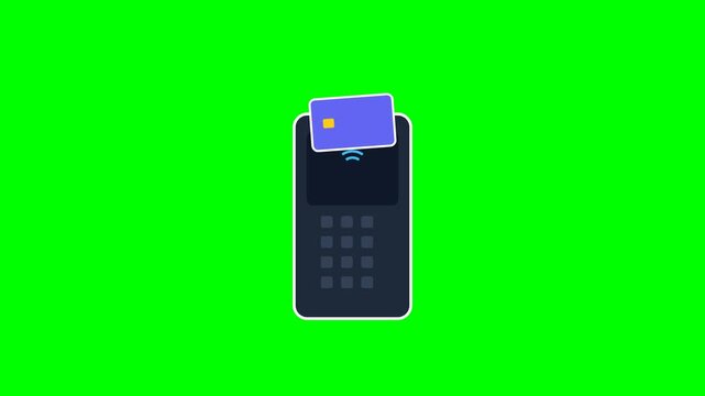 Contactless POS Terminal Payment Approved Animation on Green Screen