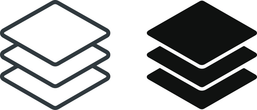 Stacked layers icon set, vector illustration