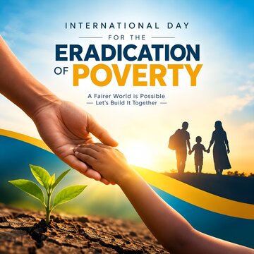 Hands helping plant tree for poverty eradication day