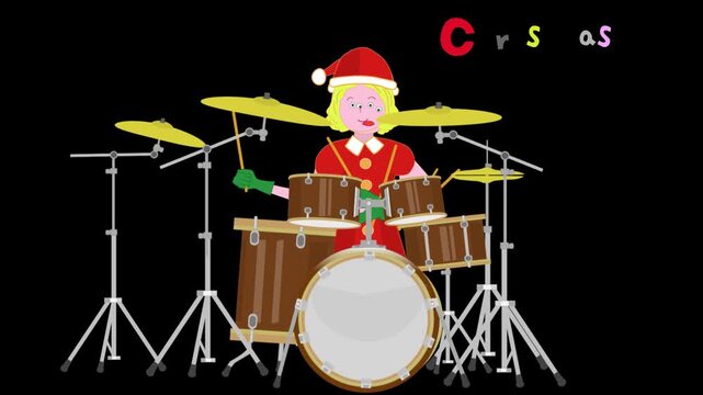 クリスマスにドラムを演奏しているサンタクロース。