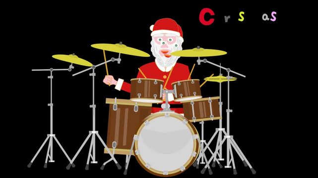 クリスマスにドラムを演奏しているサンタクロース。