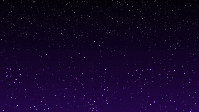 Dynamic glittering starry night sky background with shimmering purple gradient lights and glowing par