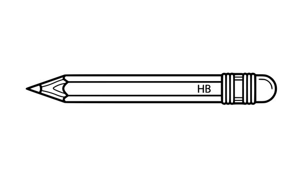 Pencil Outline Vector Icon &ndash; Writing and Erasing Symbol