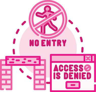 Gated entry concept showing a restricted access symbol, a paywall arch, and an error pop up window, illustrating limitations for users