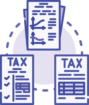 Filling out personal income tax forms concept. Filing bracket, audit refund, records worksheet icon vector illustration