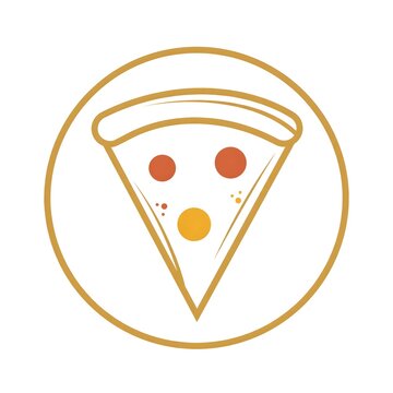 Professional Monoline Pizza Slice Vector Logo Design with Continuous Golden Lines and Terracotta Accents on White
