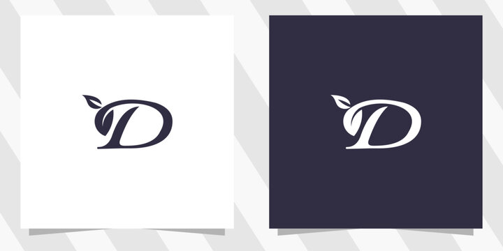 letter d with leaf logo design vector