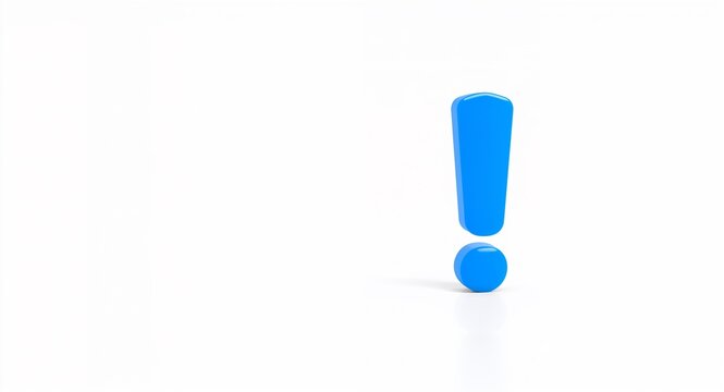 A solitary blue exclamation icon stands out against a crisp white background, symbolizing caution and alertness, while providing room for contextual text or messages