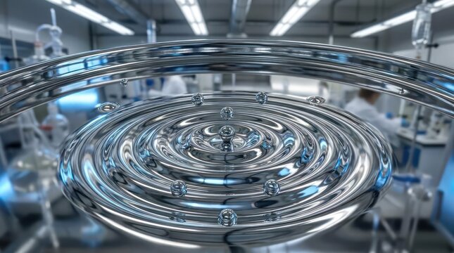 Concentric metallic ripples in laboratory.