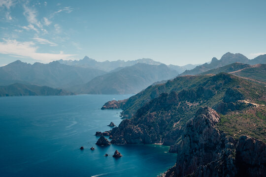 Scenic view of a rugged coastal inlet on the Mediterranean sea