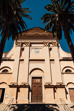 The facade of the charming church of Ile-Rousse in Corsica