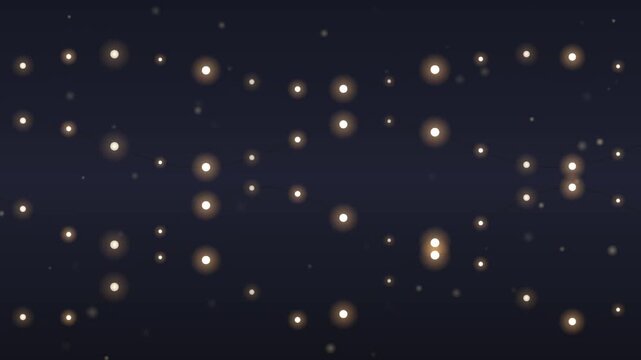 Elegant futuristic dark blue background with glowing light dots creating a seamless looping abstract