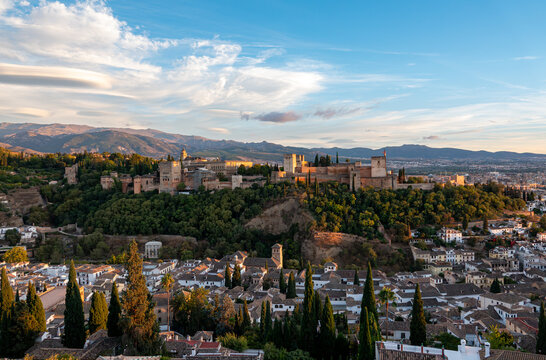 View of the Alhambra in Granada city, Andalusia region in Spain