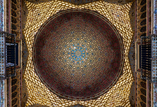 Hall of Ambassadors in the Royal palace of Alcazar Seville Andelusia Spain