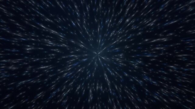 中心へ収束する青い星屑のワープトンネル