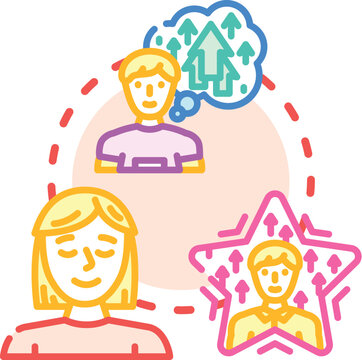 Strengthened mental fortitude concept. Resilience focus, determination willpower, resolve stability icon vector illustration