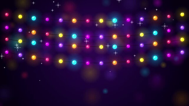 Vibrant fairy lights blink and twinkle creating a dynamic festive background perfect for holiday cele