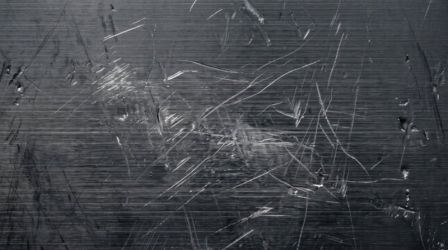 Close-up of dark anodized aluminum with realistic scratched brushed metallic texture for industrial backgrounds and modern design