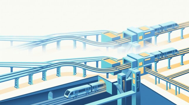 Elevated and Underground Rail Transit System with Trains