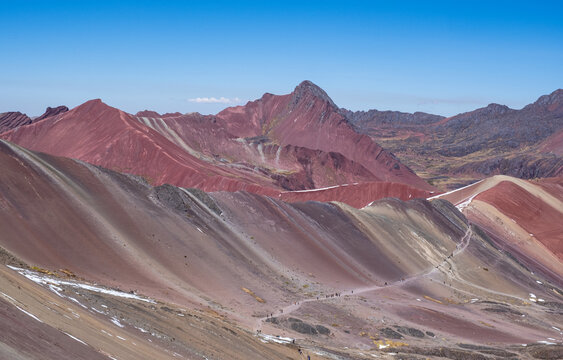 Rainbow mountain vinicunca displaying colorful geological formation