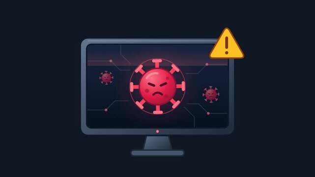 Computer Screen with Cyber Virus and Malware Warning Alert