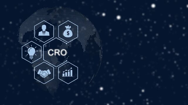 Conversion rate optimization cro digital marketing concept with animated global network and data analytics infographics for business strategy presentations and corporate growth analysis