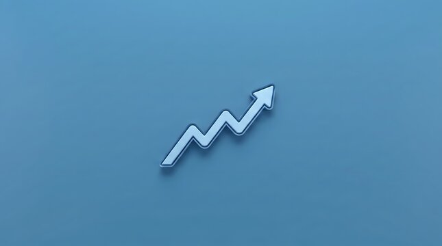 Minimalist 3D Upward Arrow on Blue Background Representing Business Growth and Financial Success