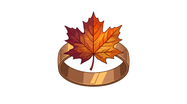 Detailed Napkin Ring With Maple Leaf Thanksgiving Decorative Clipart