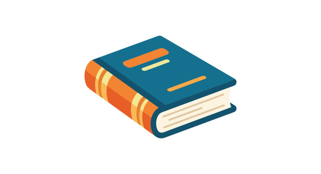 Closed book with teal and orange cover a vector illustration on white background