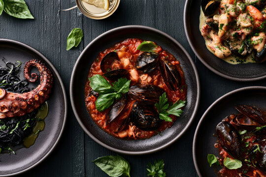 Mediterranean Seafood Feast with Octopus and Mussels