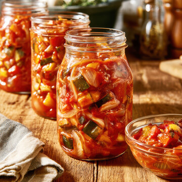Zucchini Pepper Preserve in Tomato Sauce