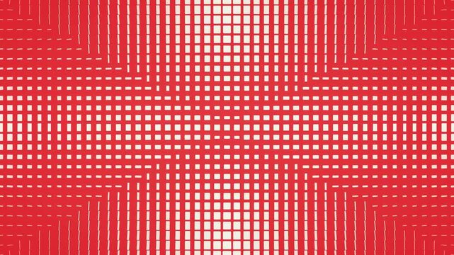 Abstract red and white halftone geometric grid moving background