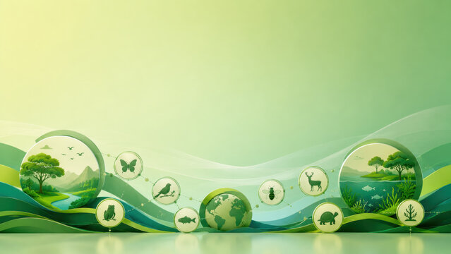 Eco-friendly environmental effects of environment symbolizing renewable resources low carbon progress and environmental responsibility