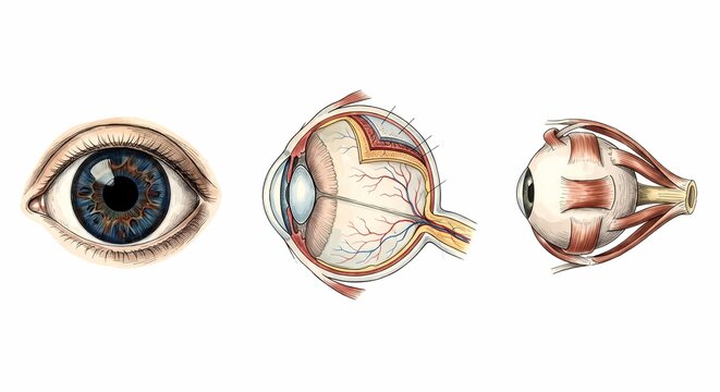 Watercolor Medical Illustration of Human Eye Cross Section
