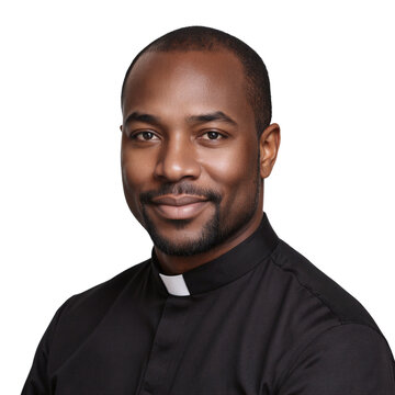 Priest pastor clergyman wearing professional clerical attire isolated on a transparent background for religious concept
