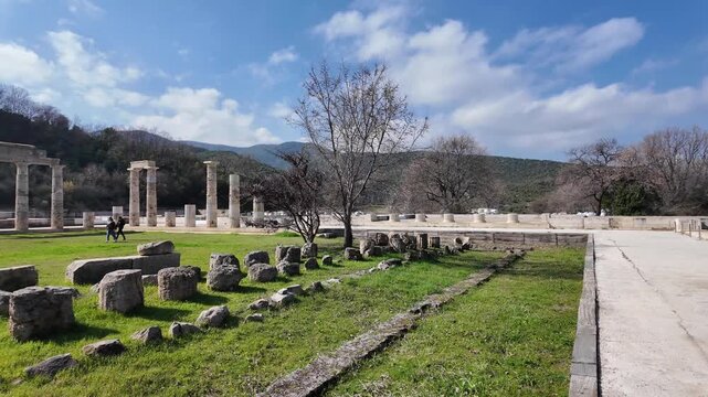 Ancient Ruins of Palace at the Archaeological Site of Aigai, Vergina, Central Macedonia, Greece