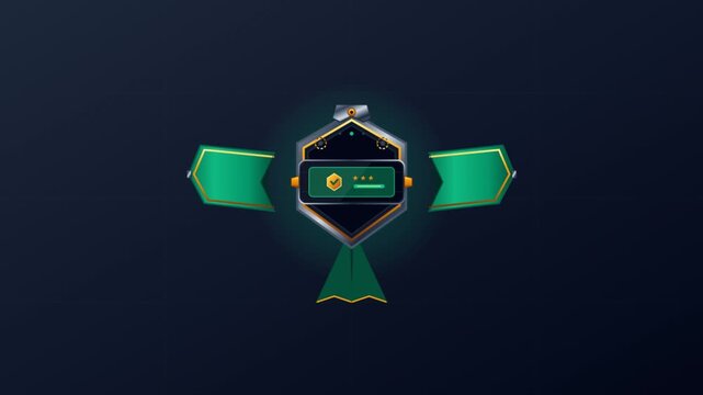 Animated vector user interface badge with sequential icon morphing states on dark background