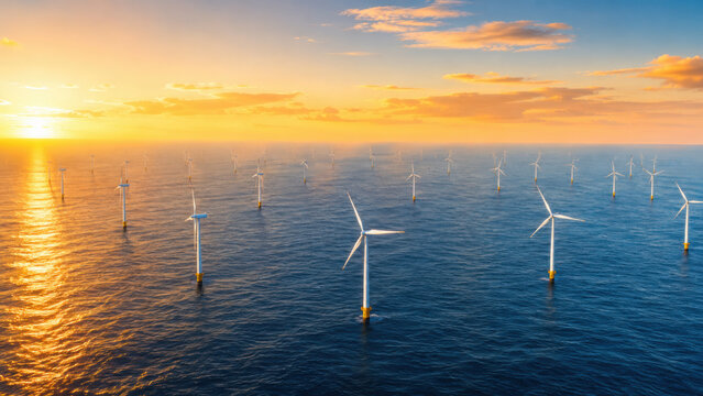 Wind farm concept representing renewable resources environmental stewardship low carbon innovation and responsible sustainable development