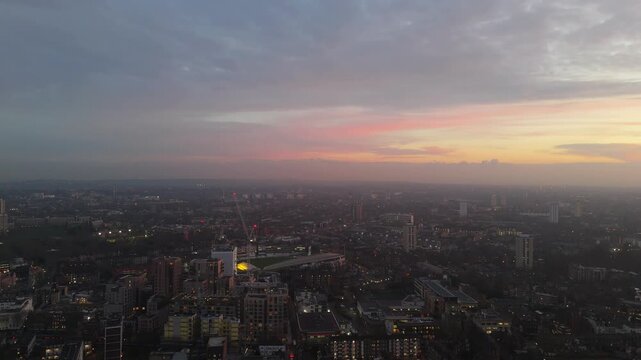Spectacular 4K Aerial Sunset Over London Skyline and River Thames